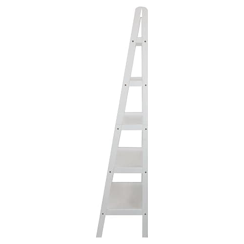 Casual Home 100% Solid Wood 5-Shelf Ladder Bookcase, 24.75"W x 16"D x 72"H, White, 5-Tier Freestanding Ladder Shelf thumbnail 8
