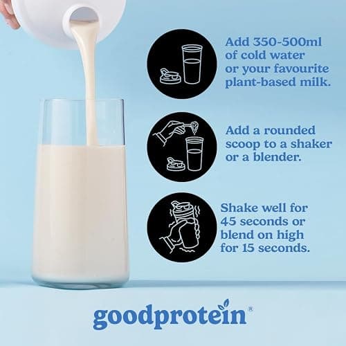 Good Protein Vegan Plant-based Protein Powder 100% Natural, Non-GMO, Dairy-free, Gluten-free, Soy-free, No Added Sugar and Nothing Artificial. Vanilla Milkshake All-in-One Shake 440 grams thumbnail 7