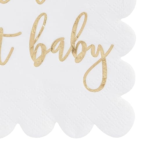 Juvale Baby Shower Napkins - 5 x 5 In, Gold Foil, 50 Pack - White Scalloped Napkins for Gender Neutral Baby Shower Decorations & Table Decor for Boy & Girl thumbnail 5