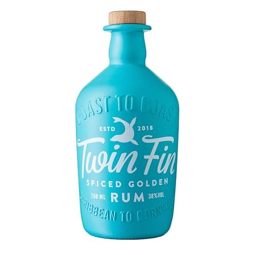 Twin Fin Spiced Golden Rum | Caribbean Rum Spiced in Cornwall | Smooth Vanilla, Exotic Citrus & A Light Smokiness | Pair with Ginger Beer & Lime Wedges | Epic Mojitos | 38% vol | 70cl - Image 1