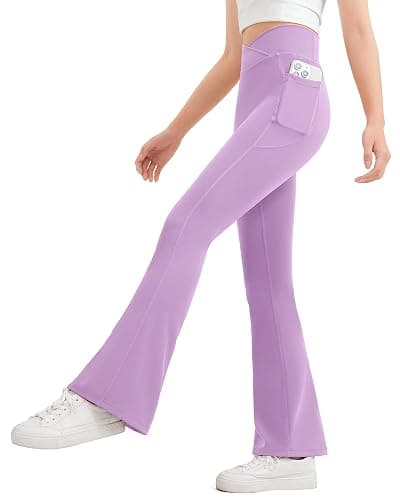 JOCMIC Girls Flare Leggings Kids Bell Bottom High Waisted Dance Yoga Flared Pants - Image 1