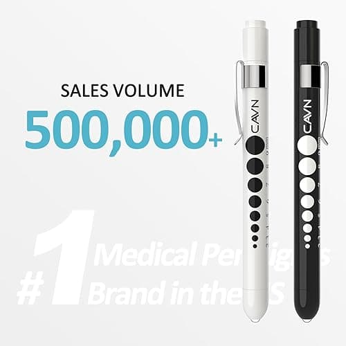 CAVN Pen Light with Pupil Gauge LED Penlight for Nurses Doctors, 2 Pcs Reusable Medical Penlight for Nursing Students (Black/White) - Black and White thumbnail 7