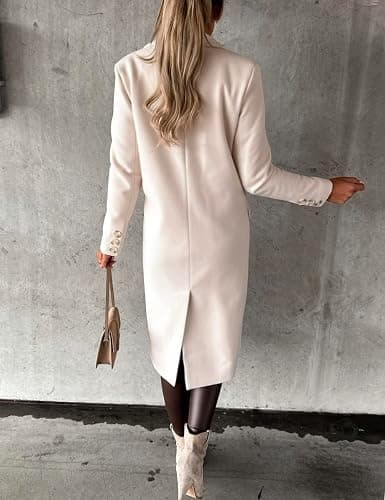 IDEALSANXUN Womens Long Wool Coat Double Breasted Trench Coat Fall Winter Clothes thumbnail 4