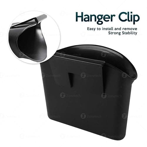 ZONETECH Portable Hanging Mini Car Garbage Can – Classic Black Trash Container - Premium Quality Automotive Universal Compact Traveling Wastebasket for Vehicle,Office, Home (1-Pack) thumbnail 5