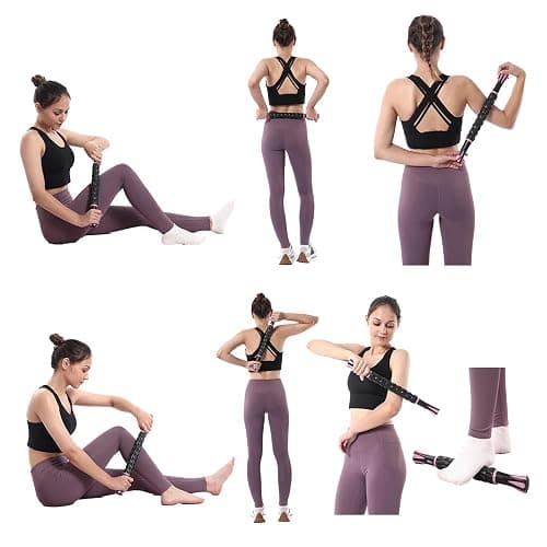 MZDXJ Muscle Roller Stick for Athletes - Deep Tissue Fascia Blaster & Roller Massager for Myofascial Pain Relief - Handheld Physical Therapy & Recovery Tool​(Pink black-18 inch) thumbnail 8