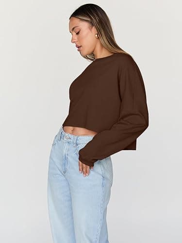 Trendy Queen Cropped Sweatshirts for Women Oversized Crewneck Sweaters Long Sleeve Tops Fall Winter Clothes 2025 thumbnail 3