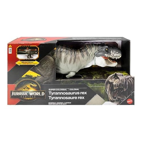 Mattel Jurassic World Rebirth Super Colossal Tyrannosaurus Rex Action Figure, T-Rex Dinosaur Toy Swallows Minis, Movie-Accurate Posable thumbnail 9