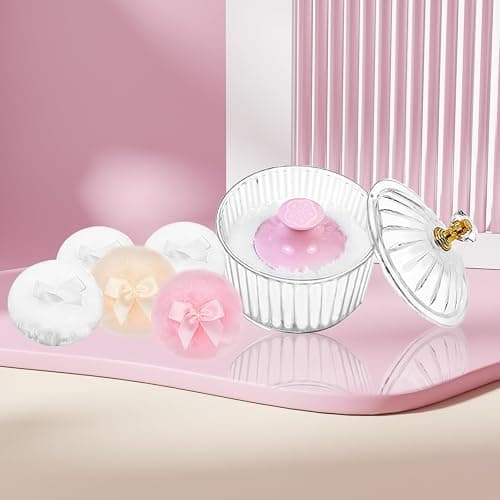 Oslynia Acrylic Powder Puff Container with 6 Reusable Puffs, 3.4 inch Dusting Powder Organizer for Women & Baby Talc-Free Body Powder, Large Capacity Cosmetic Powder Storage thumbnail 7