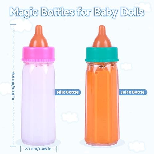 BABESIDE Baby Doll Bottles with Disappearing Milk and Juice Magic Bottles, Magnetic Pacifiers and Pacifier Clips Chain for Reborn Baby Dolls Girls & Boys, 8 Pcs Baby Doll Accessories Set thumbnail 3