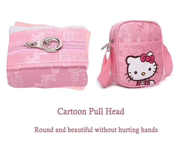 Cute Mini Purse Bag for Girls, Pink Cat Canvas Crossbody Purses thumbnail 3