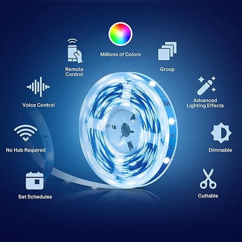 Kasa Smart LED Light Strip, 16.4ft WiFi LED Strip Works with Alexa, Google Home, SmartThings, High Brightness with 16 Million Colors, RGB, Grouping, Adjustable Length, Up to 25,000 Hours (KL400L5) thumbnail 3