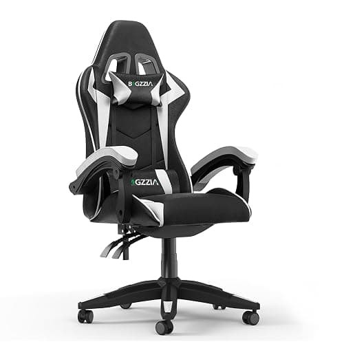 Racingreat Ergonomic Gaming Chair with Adjustable Height, Reclining Feature, Headrest, and Lumbar Support for Adults (Basics, White) - Image 1