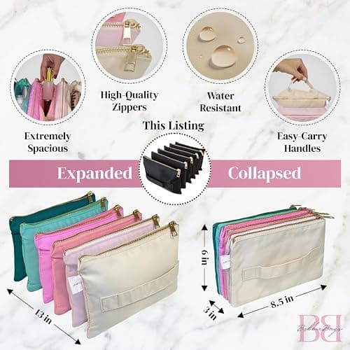 BOBBIE BAGS Accordion Makeup Bag, Travel Makeup Bag with 6 Compartments, Large Capacity Cosmetic Bags for Women, Toiletry Bag for Women, Makeup Organizer, Zipper Pouch Preppy Stuff thumbnail 2