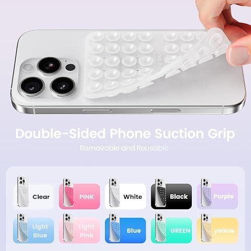 Klearlook Silicone Suction Cup Phone Case Mount Double Sided, Sticky Phone Grip with Higher Suction Power for Cell Phone, Hands-Free Phone Accessories Holder for Selfies and Videos, Transparent thumbnail 2