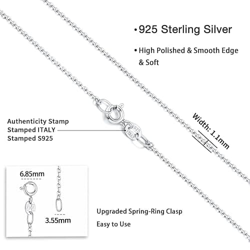 Jewlpire 925 Sterling Silver Chain Necklace Chain for Women 1.1mm Cable Chains Necklace Upgraded Spring-Ring Clasp - Thin & Sturdy Women's Chains Necklaces 14 16 18 20 22 24 Inch thumbnail 5