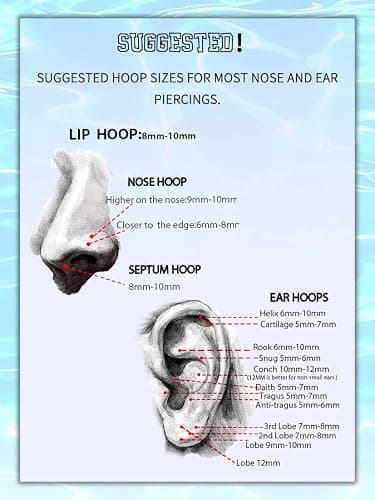 OUFER Nose Rings Surgical Steel Cartilage Earrings Tragus 316L Stainless Steel Helix Earrings Cartilage Earring 14G/16G/18G/20G Hinged Segment Rings Hoop thumbnail 9