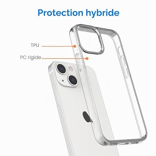 JETech Coque pour iPhone 13, HD Clair | Anti-Jaunissement, Antichoc, Dos PC Rigide Résistant aux Rayures, Étui Housse Bumper en TPU Transparent Durable thumbnail 3