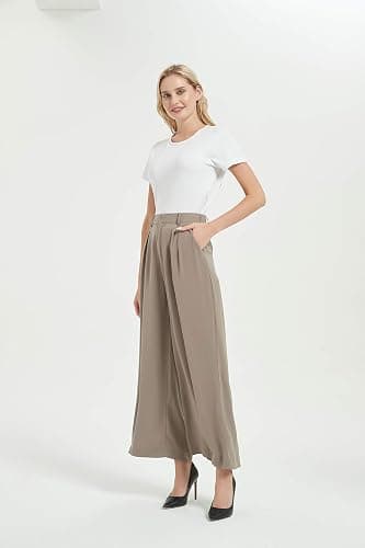 Tronjori Women High Waist Casual Wide Leg Long Palazzo Pants Trousers Regular Size thumbnail 3