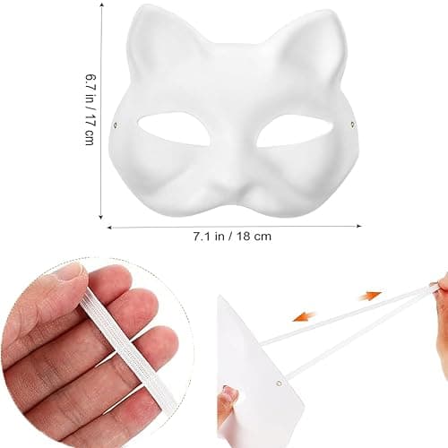 Apettoey 10PCS Cat Masks - White Therian Masks for Masquerade, Halloween, Kids Cosplay & Costume Parties thumbnail 2