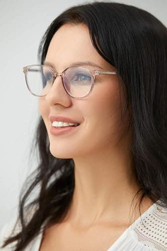 FONHCOO Blue Light Blocking Glasses Women Men Computer Eyeglasses,TR90 Fashion Round Transparent Anti Blue Light Glasses with Anti Eyestrain & UV Glare for Gaming & Reading (Flesh Pink) thumbnail 3