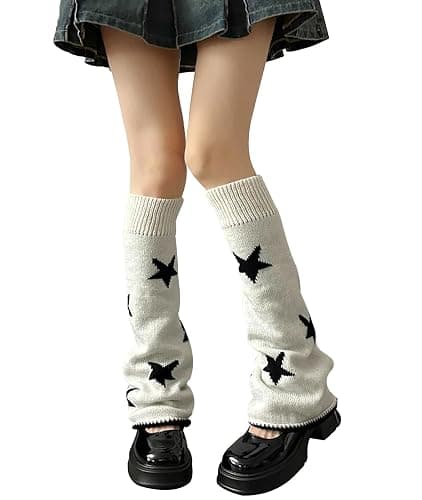 WODECASA Girls Kawaii Leg Warmers Knitted Flared Leg Sleeves Goth Crochet Baggy Cuff Ankle Heap Socks - Image 1