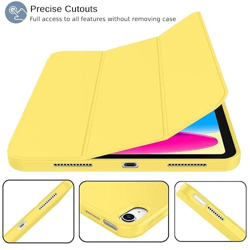 iMieet iPad (A16) Case 11th Gen/iPad 10th Generation Case [11-Inch 2025/10.9 Inch 2022] with Pencil Holder, Trifold Stand Smart Cover with Soft TPU Back,Auto Wake/Sleep(Yellow) thumbnail 2