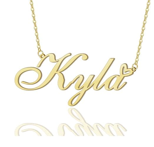 AOLO Personalized Name Necklace Custom Name Necklaces Stainless Steel Nameplate Heart Jewelry Gold Silver Color for Womens Mens - Image 1