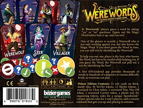 Bezier Games Werewords Deluxe Edition Social Deduction Word Game with Hidden Werewolves, Seer Role, Speedwords Mode, App Integration | 2–20 Players | Ages 8+ thumbnail 4