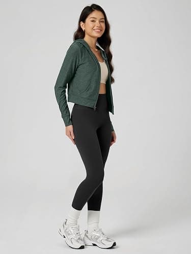 ODODOS Women's Full-Zip Cropped Hoodie - odSTRATUM Tech Ultra Soft UPF 50+ Hooded Jacket with Pockets thumbnail 5
