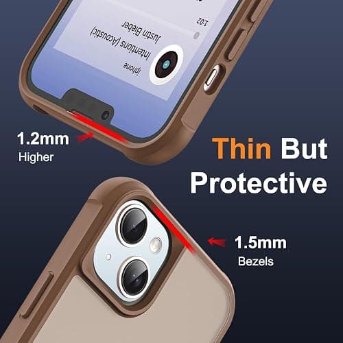 SKYLMW Compatible with iPhone 13 Case & iPhone 14 Case with Invisible Magnetic O-Ring Stand Translucent Phone Cases for 13 & 14 6.1" [Compatible with Mag-Safe][Great Grip Feeling], Desert Brown thumbnail 6