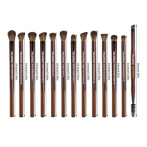MAANGE 13 Pcs Makeup Brushes with Bag, Multi-functional Eye Makeup Brush Set Professional Blending Eyeshadow Concealer Eyebrows Eyeliner (Brown) thumbnail 3