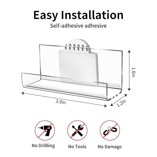 HEKORE 6 Pcs Vinyl Record Display Shelf Wall Mount, Self Adhesive Clear Acrylic Album Holder, Invisible Floating Shelves for Wall No Screw, CD Shelf, Kids Bookshelf thumbnail 3