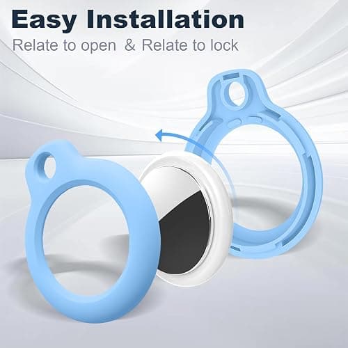 MOLOSLEEVE for Airtag Holder Case with Keychain, Shockproof GPS Cover Anti-Scratch Key Chain for Air Tags, for Airtags Accessories for GPS Item Tracker Cases for Bags, Luggages, Light Blue thumbnail 2