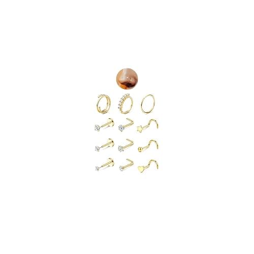 JeryWe Nose Rings for Women Nose Studs Surgical Steel Hypoallergenic CZ - Image 1