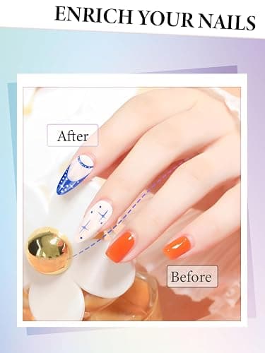 YOOVR 10 Pcs Nail Art Brushes Set, Nail Dotting Tools, French Tip Tool, Nail Art Deign Tools with Builder Gel Brush Polish Extension Brush Thin Liner Detail Painting Brushes, Nail Tech Supplies Kit thumbnail 7
