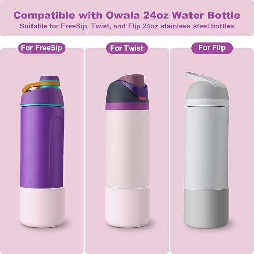 Alwenid 2PCS Silicone Water Bottle Boot for Owala 24oz 32oz 40oz, Anti-Slip Protective Sleeve Bottom Bumper Protector for FreeSip, Twist, and Flip Stainless Steel Water Bottles thumbnail 2