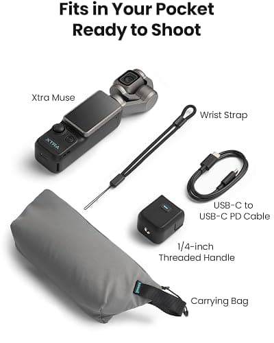 Xtra Muse with Mini Tripod Combo, Vlogging Camera with 1'' CMOS & 4K/120fps Videos, Pocket Camera with 3-Axis Gimbal Stabilizer, Fast Focusing,Digital Video Camera for Photography, Digital Camera thumbnail 8