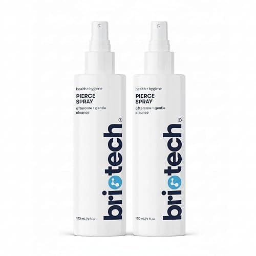BRIOTECH Pierce Spray, Hypochlorous Acid, Gentle Piercing Aftercare, Calm Redness & Itch, Reduce Bumps, HOCl Saline Spray, Contact Free, No Rinse, Alcohol Free, 4 fl oz (2 Pack) - Image 1