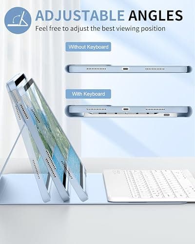 SQBEBS Case with Keyboard for iPad (A16) 11th/10th Generation 11 inch 2025/10.9 inch 2022, Detachable Bluetooth Keyboard, Stand Folio Keyboard Cover with Pencil Holder for iPad 10 Gen, Light Blue thumbnail 3