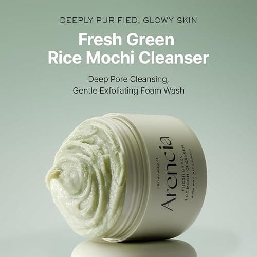 Arencia Korean Rice Mochi Face Cleanser - Face Mask, Foaming Cleanser, Gentle Scrub All in One - Deep Cleansing, Moisturizing, Pore Minimizing, Removing Blackhead- with Rice Water & Green Tea, Mugwort thumbnail 2