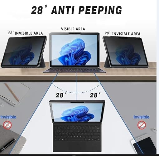 Himover Anti-Spy Tempered Glass Film Guard for iPad 10th 2022 10.9" / 11th A16 2025 11", Anti-Scratch, Anti-Shock Privacy Screen Protector for iPad 10/11 Generation, Black Security Screen thumbnail 2