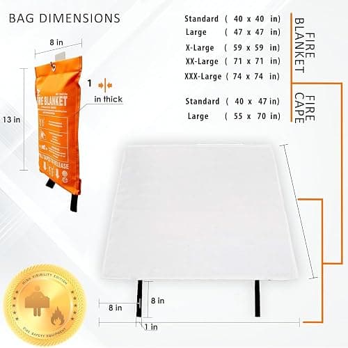 Supa Ant Emergency Fire Blanket for Home and Kitchen - 2 Pack 1500F High Visibility (Glow in The Dark) Smother Kitchen Fire Blanket - CE Certified Hero Fire Blankets Emergency for Home (40in) thumbnail 3