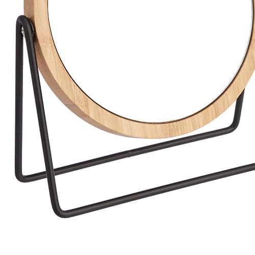Amazon Basics Vanity Round Tabletop Mirror with Bamboo Rim, Double Sided Magnifying, 360° Rotation, Black, 7.2"L x 2.87"W thumbnail 4