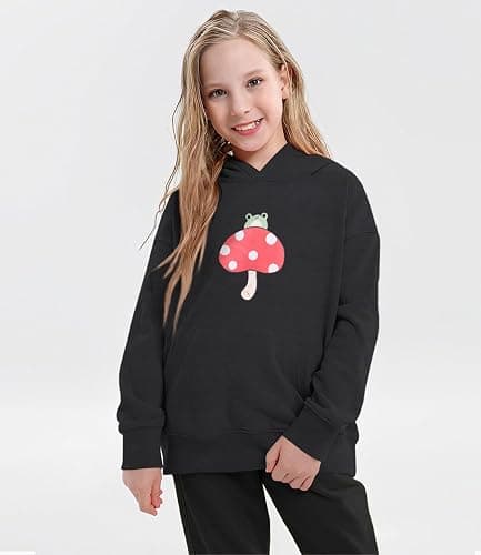 Ritatte Girls Cute Mushroom Frog Sweatshirt Kawaii Long Sleeve Hoodie Pullover Tops with Pocket Kids Aesthetic Clothes thumbnail 4