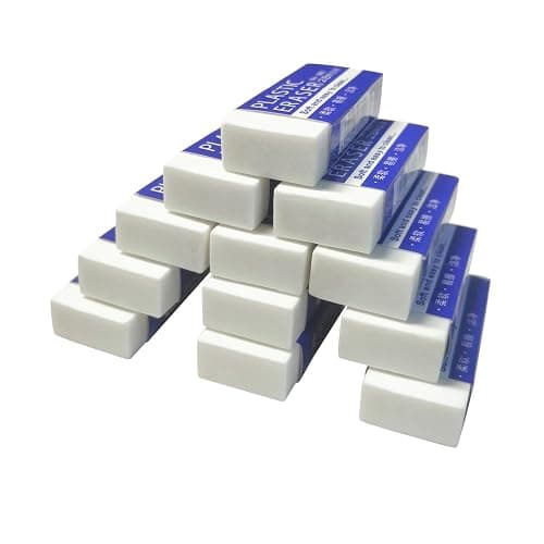White Erasers, 12 Pack Pencil Erasers Bulk for Supplies Office Prize Gifts (White 12 Pcs) - Image 1