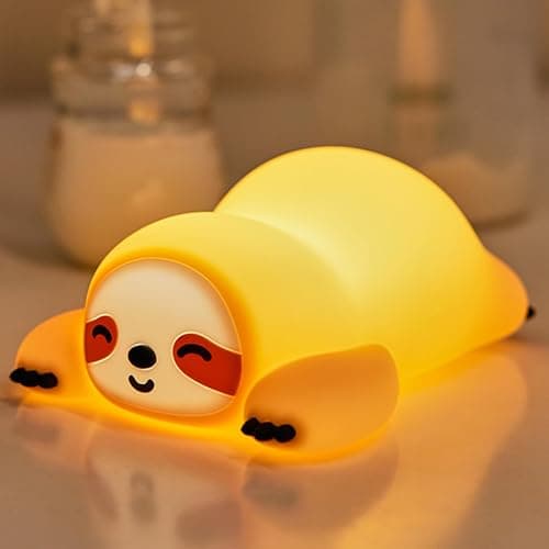 OkiyiD Sloth Night Light, Cute Sloth Gifts for Kids, Dimmable Silicone Animal Nursery Lamp,Adorable Rechargeable Squishy Night Light Touch Lamp for Girls Boys Room Decor - Image 1
