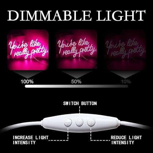Lucunstar You're Like Really Pretty Neon Sign Led Sign Pink Led Neon Light for Wall Decor Neon Signs for Wall Decor Light Sign for Wedding Dimmable Switch USB with Neon Sign for Bedroom Home Decor thumbnail 6