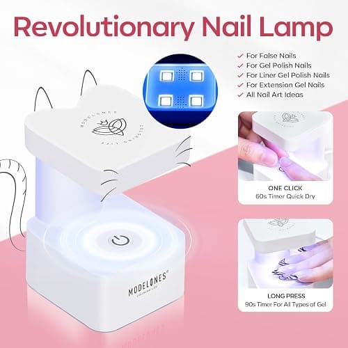 modelones Gel Nail Kit Almond, 510Pcs Nail Tips Solid Glue Prep Dehydrator & Mini U V LED Light Clipper, Upgrade 15Sizes Medium Almond Press on Tips Etch Half Matte for Easy Extension DIY Women Gift thumbnail 7