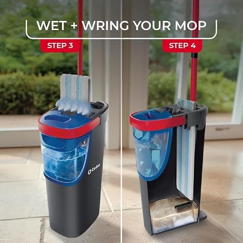 O-Cedar H2prO Flat Mop System | Quick Cleaning Tool | Clean with Water | Machine Washable Reusable Microfiber Mop Pad | Safe on Wood Floors, Vinyl, Tile, Baseboards, Walls thumbnail 5