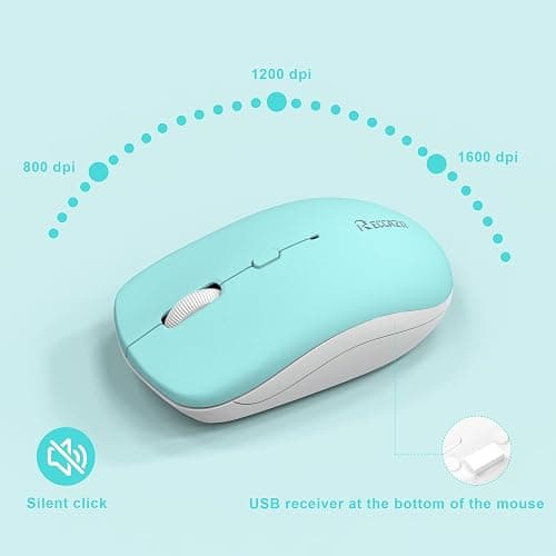 RECCAZR Wireless Keyboard and Mouse Combo, Full-Sized Keyboard and Adjustable DPI Mouse, 2.4GHz USB Receiver, Wireless for PC, Windows, Desktop, Laptop (Blue) thumbnail 7